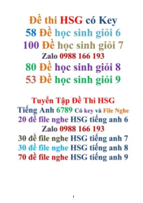Đề thi học sinh giỏi môn Tiếng Anh Lớp 7 - Đề số 01 - Năm học 2018-2019 (Có đáp án)